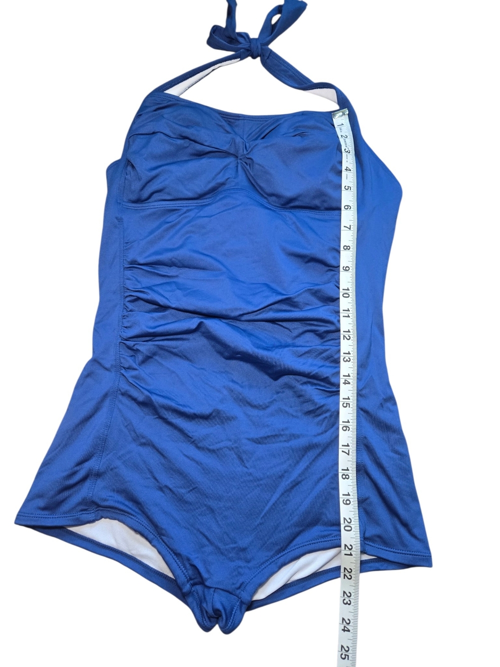 Maternity Blue Halter One-Piece Swimsuit - Picture 6 of 8